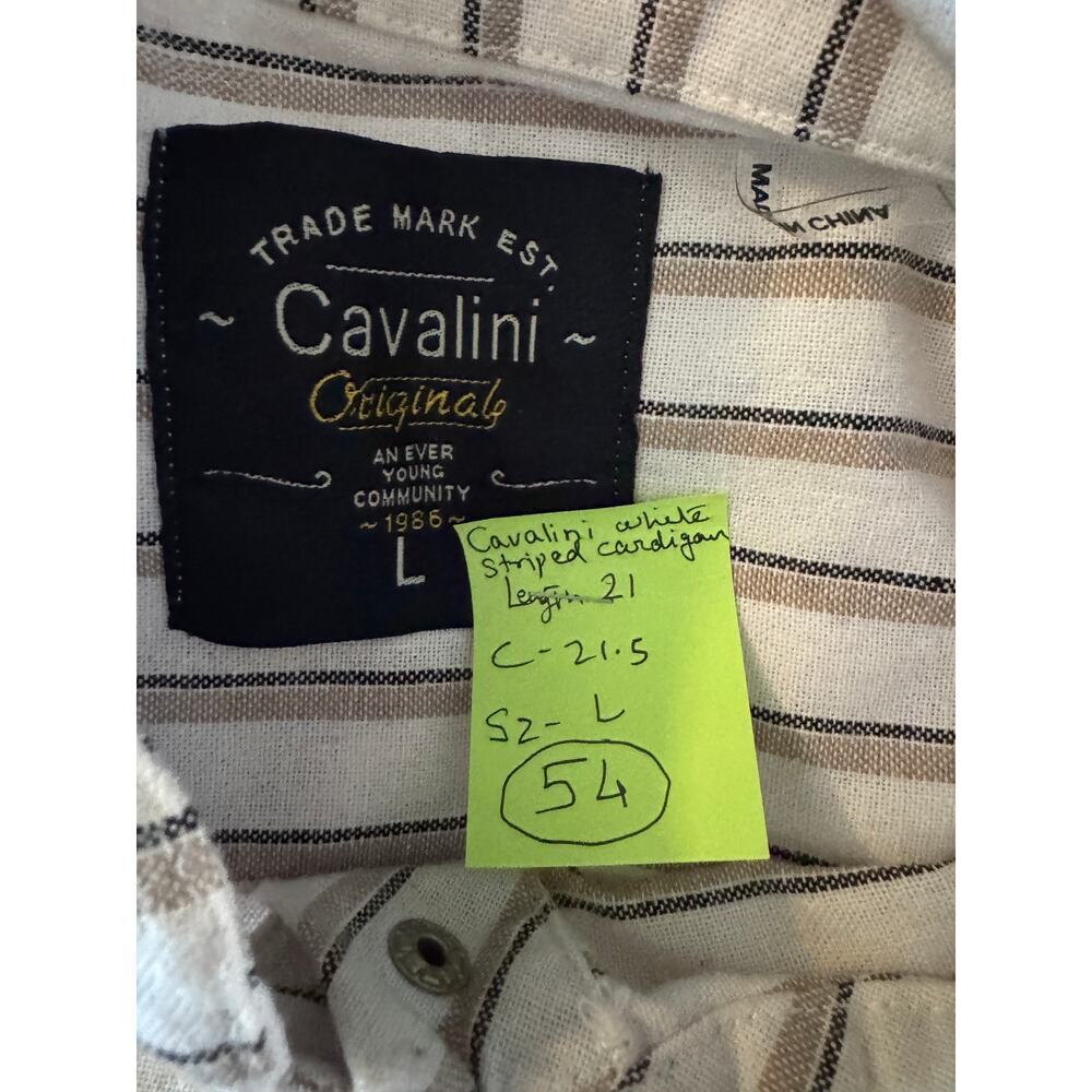 Cavallini Original White Striped Cotton Utility Cardigan Jacket Size L - Picture 3 of 7
